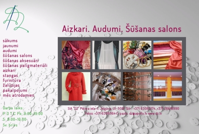 DZ, audumu, aizkaru veikals-šūšanas salons, SIA
